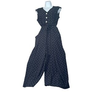 Roz & Ali Polka Dot V Neck Sleeveless Wide Leg Jumpsuit Women Size 10
